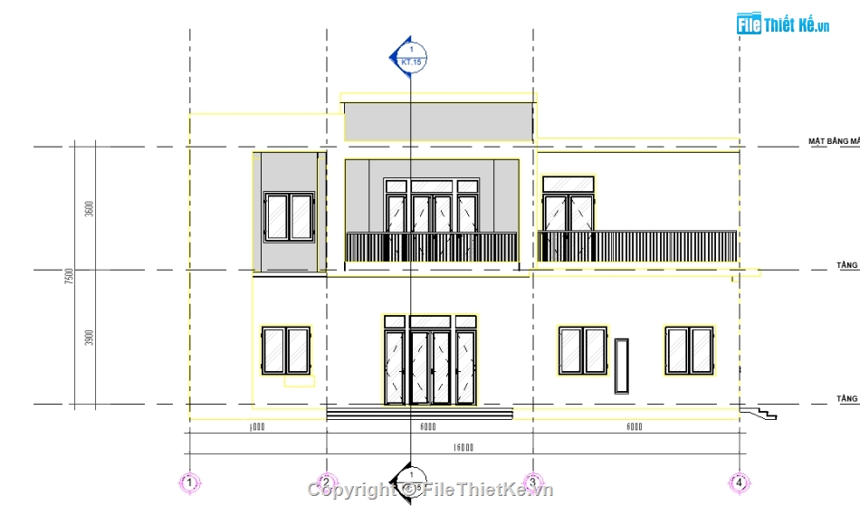 File REVITbiệt thự 2 tầng,kiến trúc revit 2 tầng,revit 2 tầng 7.5x16m,Bản vẽ revit 2 tầng 7.5x16m